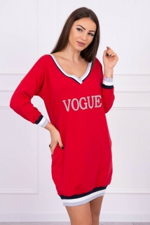 Športové šaty s nápisom Vogue červené