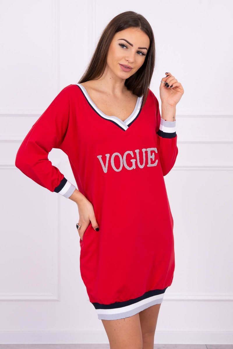 Športové šaty s nápisom Vogue červené