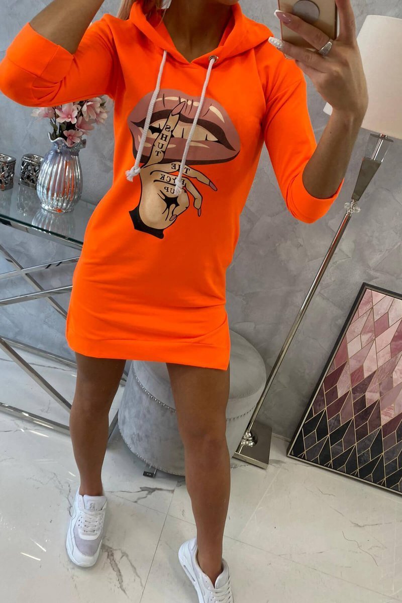 Športové šaty s potlačou oranžová neon