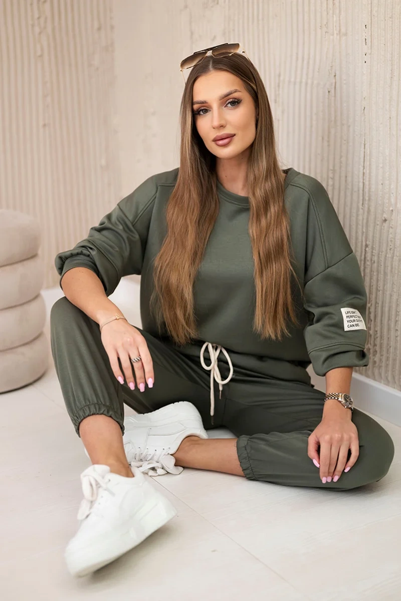 Set mikinové + nohavice maslová látka khaki