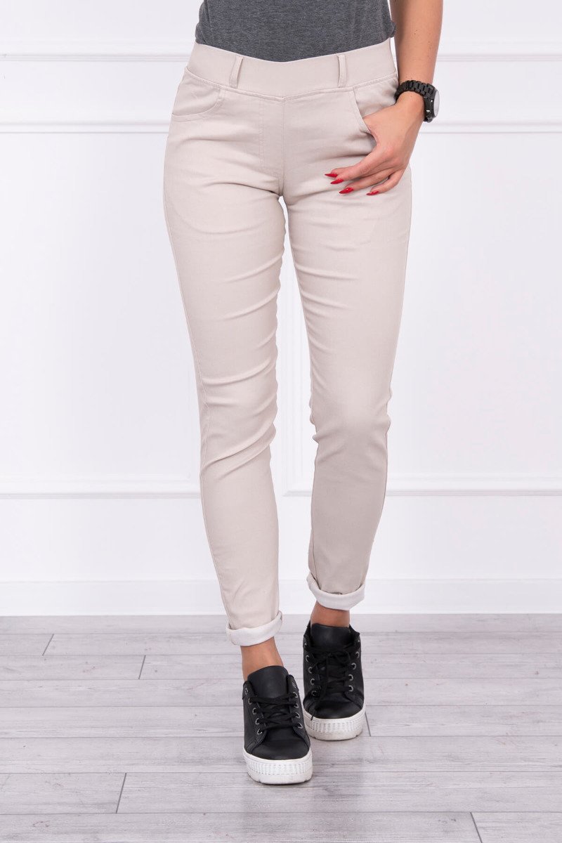 Farebné dámske džínsy elastické béžové