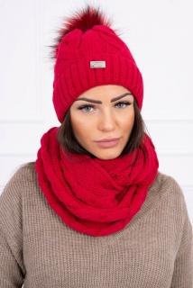 Komplet - čiapka a šál na zimu červená