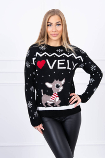Dámsky vianočný sveter s nápisom čierny