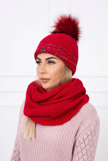 Súpravička pletená čiapka a šál červená