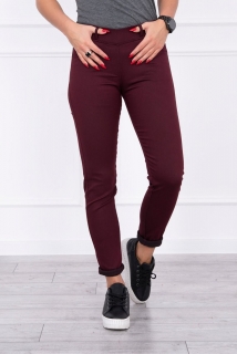 Farebné dámske džínsy elastické bordové