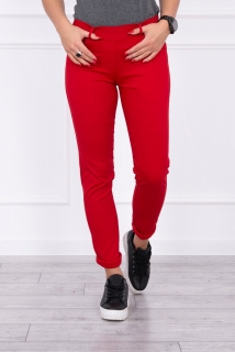 Farebné dámske džínsy elastické červené