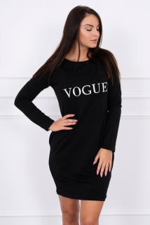 Šaty s potlačou Vogue čierne