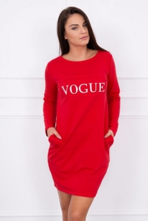 Šaty s potlačou Vogue červené