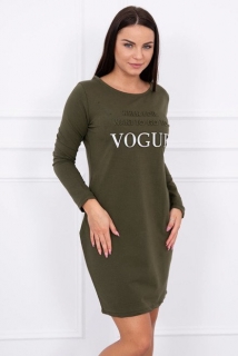 Šaty s potlačou Vogue kaki