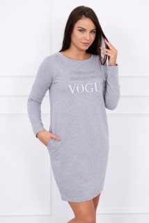 Šaty s potlačou Vogue sivé